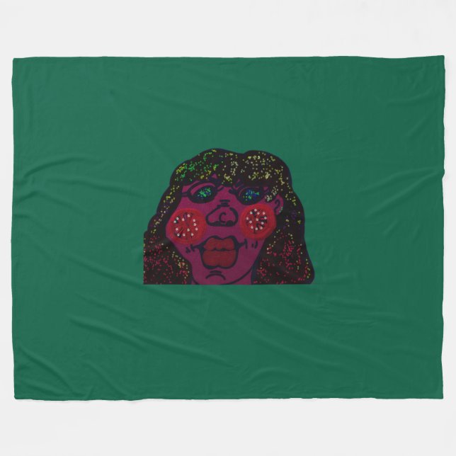 African-American Cartoon Character Portrait Fleecedecke (Vorderseite (Horizontal))