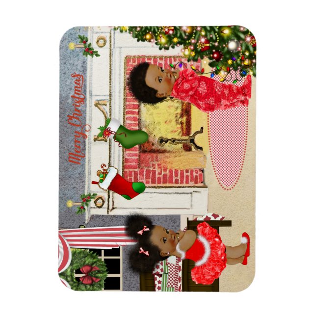 African American Child Christmas Magnet (Vertikal)