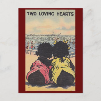 African American Children Beach Vintag Valentine Postkarte