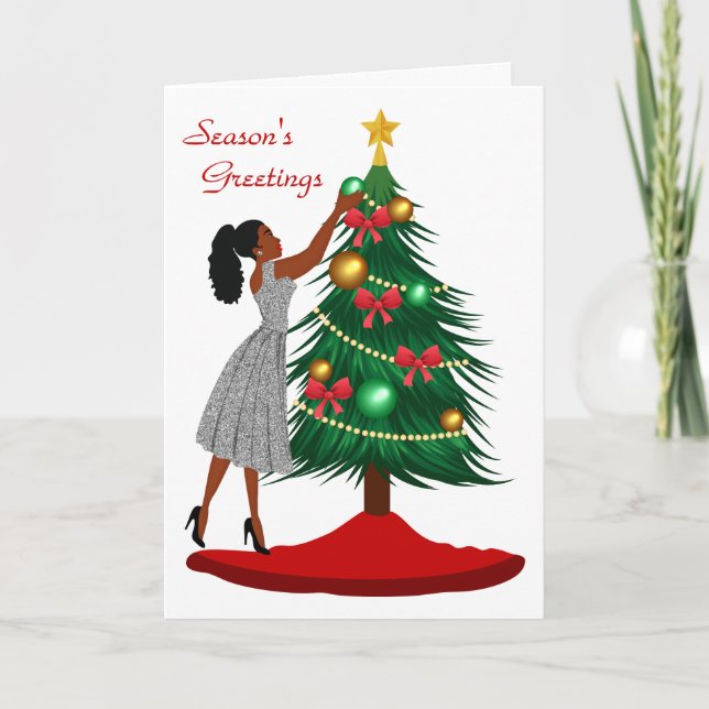 African American Christmas Card Woman Karte (Vorderseite)