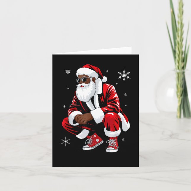 African American Christmas Pajama Xmas Afro Santa  Karte (Vorderseite)