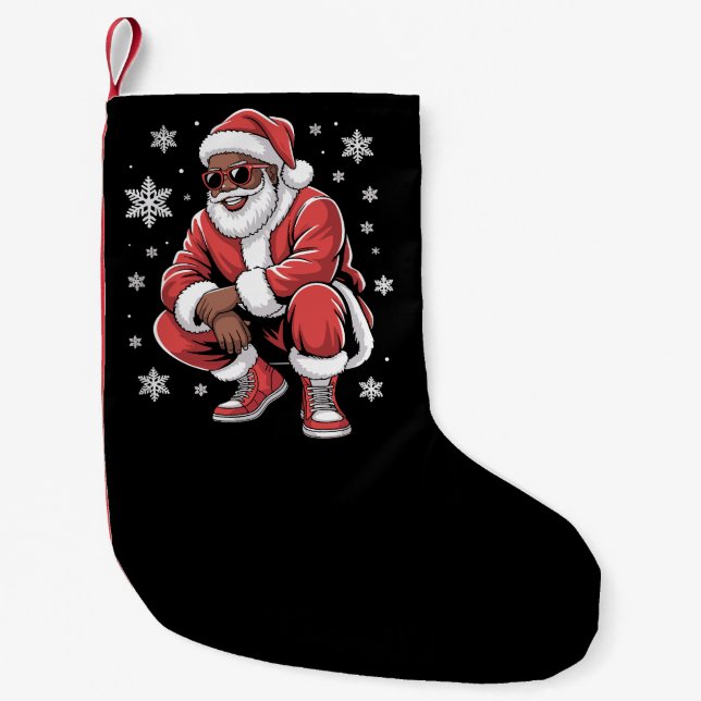 African American Christmas Pajama Xmas Afro Santa  Kleiner Weihnachtsstrumpf (Vorderseite)