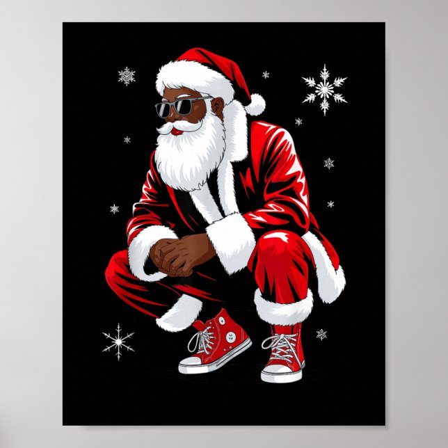 African American Christmas Pajama Xmas Afro Santa  Poster (Vorne)