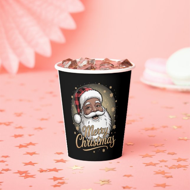 African American Christmas Pajamas Santa Claus  Pappbecher (Insitu)