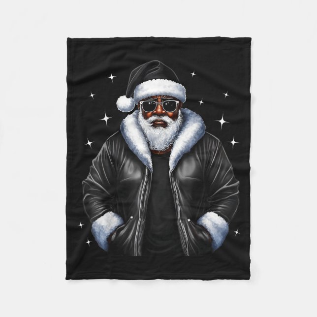 African American Christmas Xmas Afro Santa Claus  Fleecedecke (Vorderseite)