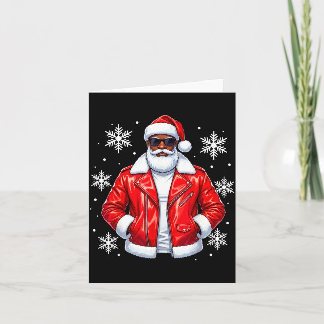 African American Cool Santa Claus Christmas Pajama Karte (Vorderseite)