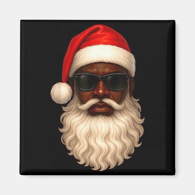 African American Cool Santa Claus Christmas Pajama Magnet (Vorne)