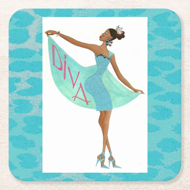 "African+American+Diva" Rechteckiger Pappuntersetzer (Vorderseite)