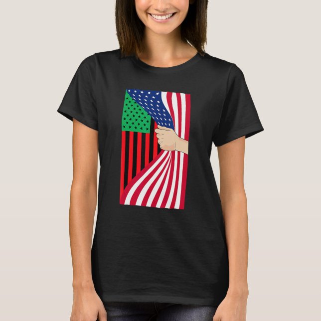 African American Flag Pan African Black Liberation T-Shirt (Vorderseite)