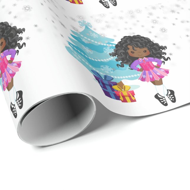 African American Irish Dancer Winter Weihnachten Geschenkpapier (Rolleneckpunkt)