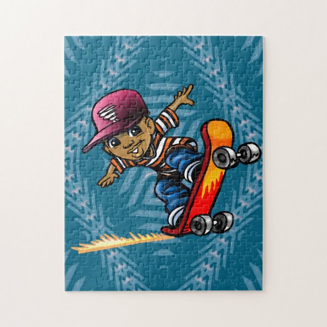 African American Kid On a Skateboard (Vertikal)