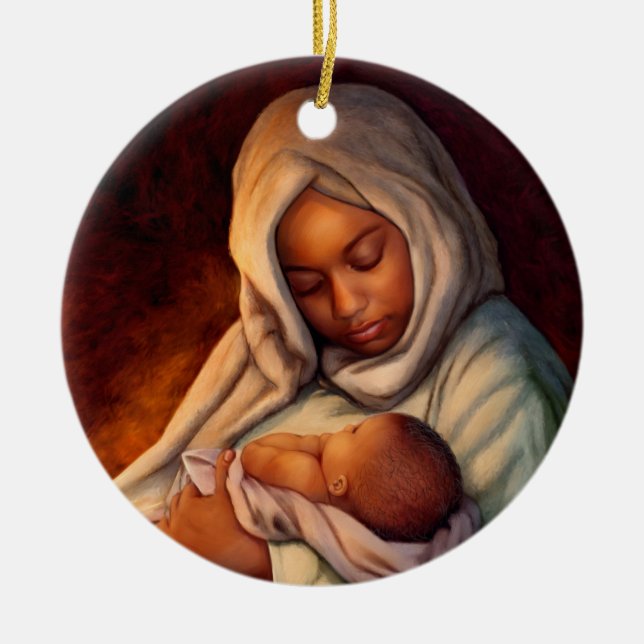 African American Nativity Art Weihnachtsschmuck (Vorne)