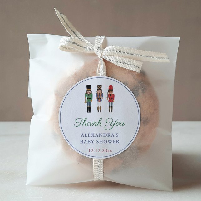 African American Nutcracker Baby Shooter - Danke Runder Aufkleber (African American Nutcracker Soldiers Shower Favor Thank You Sticker)