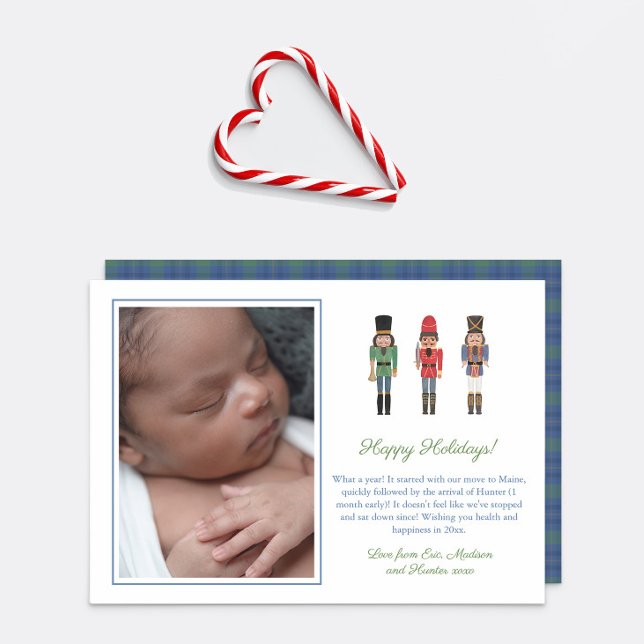 African American Nutcrackers Nostalgic Christmas Feiertagskarte (Holiday card design with African American nutcracker soldiers hand painted in watercolor)