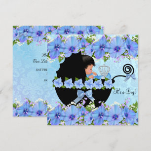 African American Prince Baby Shower Boy Blue Einladung
