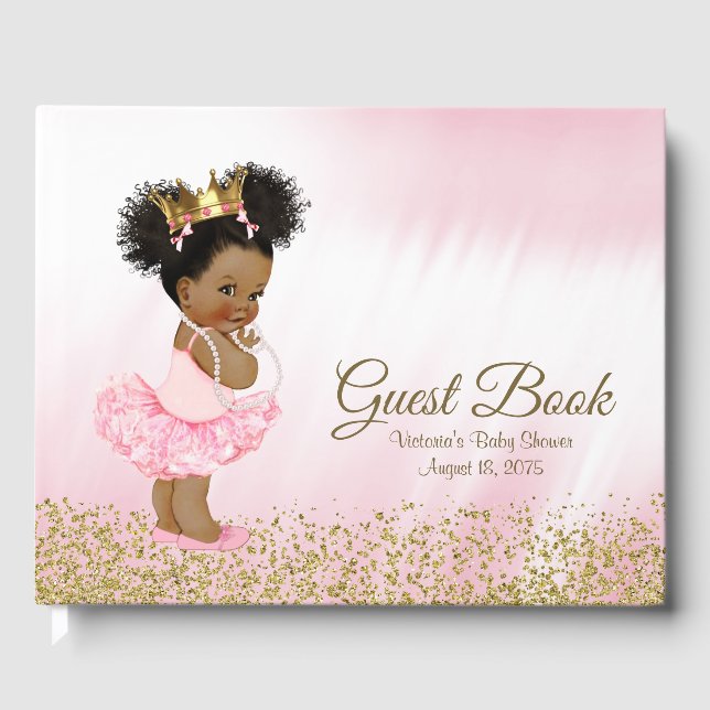 African American Princess Baby Showbook Gästebuch (Vorderseite)