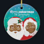 African American Santa and Mrs Claus Christmas Keramik Ornament<br><div class="desc">Santa and Mrs. Claus.</div>