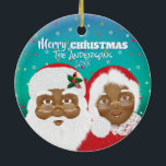 African American Santa and Mrs Claus Christmas Keramik Ornament<br><div class="desc">Santa and Mrs. Claus.</div>
