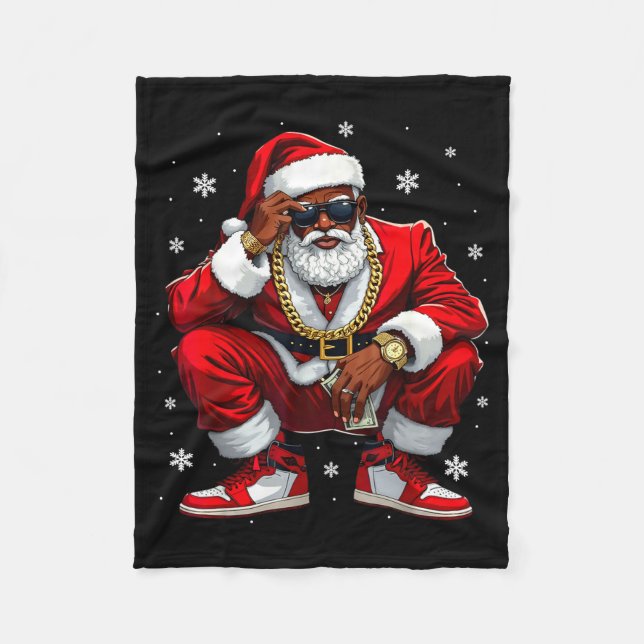 African American Santa Christmas Black Xmas Women  Fleecedecke (Vorderseite)