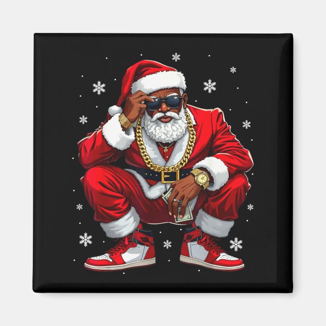 African American Santa Christmas Black Xmas Women  Magnet (Vorne)