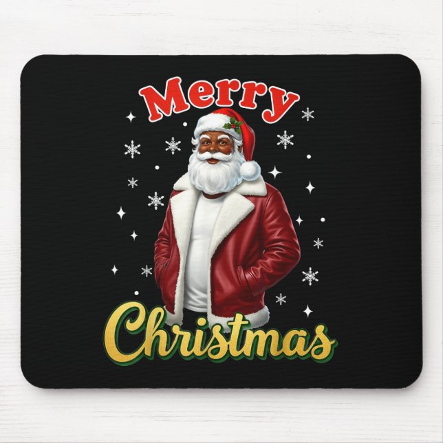 African American Santa Christmas Cool Black X-mas  Mousepad (Vorne)