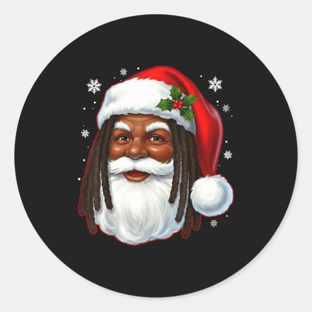 African American Santa Christmas Cool Black X-mas  Runder Aufkleber (Vorderseite)