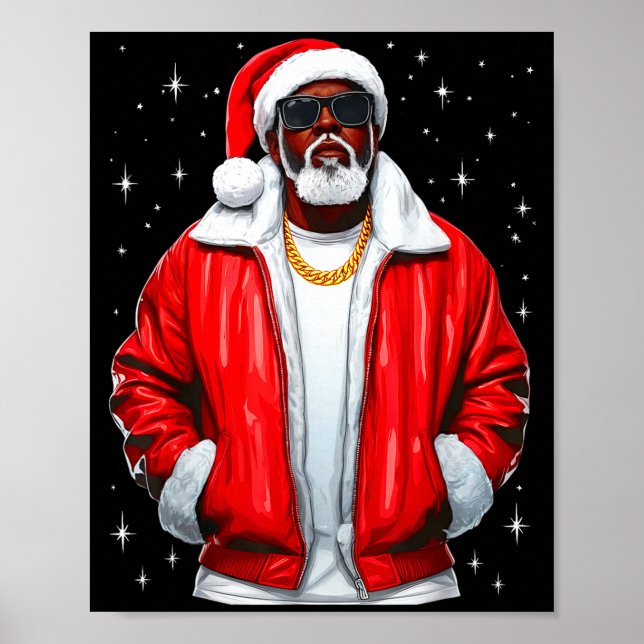 African American Santa Christmas Pajamas Cool Blac Poster (Vorne)