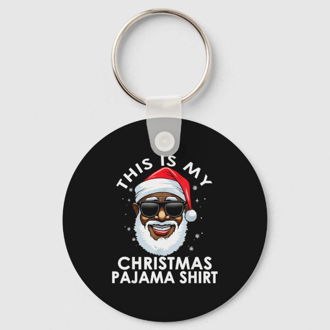African American Santa Claus Christmas Pajama Shir Schlüsselanhänger (Vorderseite)