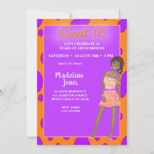African American Sweet 16 fêtes Invitations