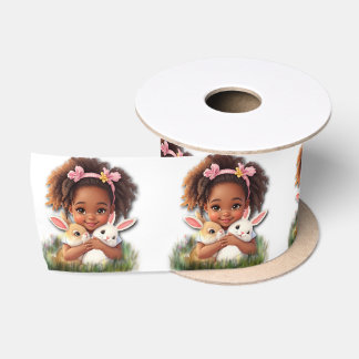 African-American Toddler With Easter Bunnies Satinband