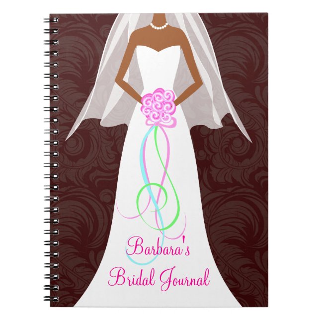 African American Wedding Damask Journal Notebook Notizblock (Vorderseite)
