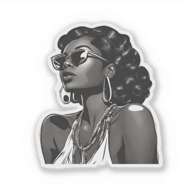 African American Woman Custom-Cut Vinyl Sticker (Devant)