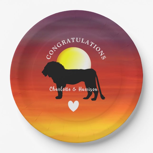 African Animal Safari Sunset Personalisiert Pappteller (Vorderseite)