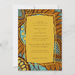 African Ankara Aquamarin Floral Wedding Einladung