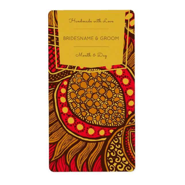 African Ankara Blue Gold Floral Fevor Label (Vorne)