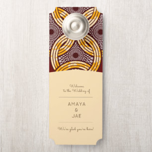African Ankara Blue Gold Floral Hotel Affichette d