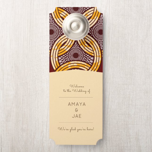 African Ankara Blue Gold Floral Hotel Affichette d (Sur le bouton)
