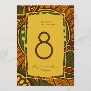 African Ankara Green Gold Floral Tischnummer