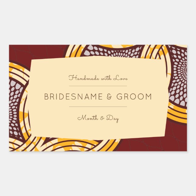 African Ankara Kitenge Gold Floral Gift Label Rechteckiger Aufkleber (Vorderseite)