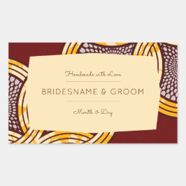 African Ankara Kitenge Gold Floral Gift Label Rechteckiger Aufkleber