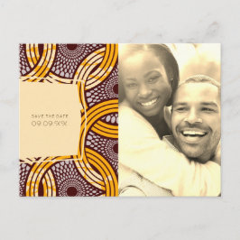 African Ankara Kitenge Gold Floral Save the Date Ankündigungspostkarte