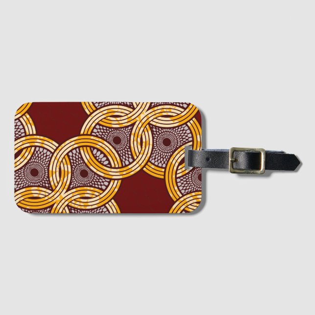 African Ankara Kitenge Gold Luggage Gepäckanhänger (Vorderseite (Horizontal))