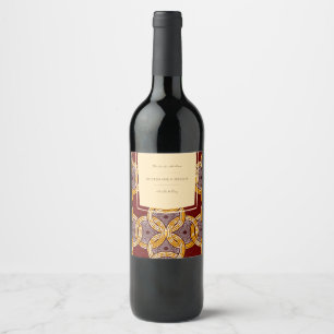 African Ankara Kitenge Gold Wine Label Weinetikett