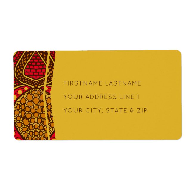 African Ankara Red Floral Global Address Labels (Vorne)