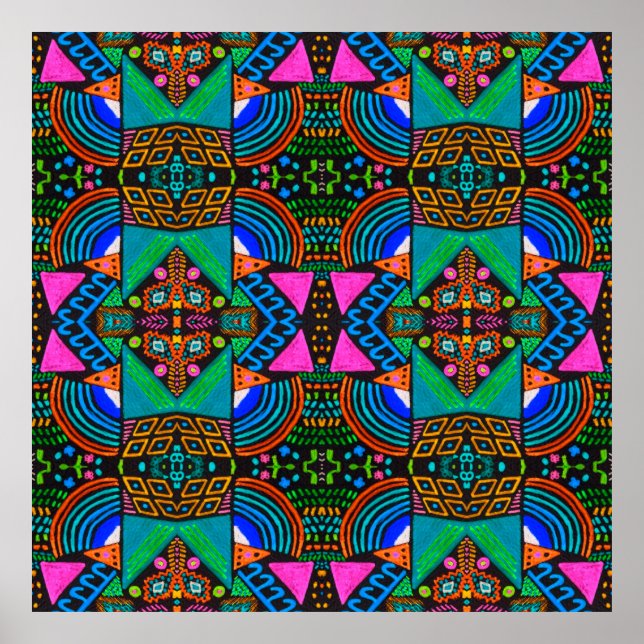 African art drawing. Seamless aztec pattern. Chero Poster (Vorne)