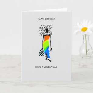 African Art Elegante Fashion Lady Birthday Card Karte