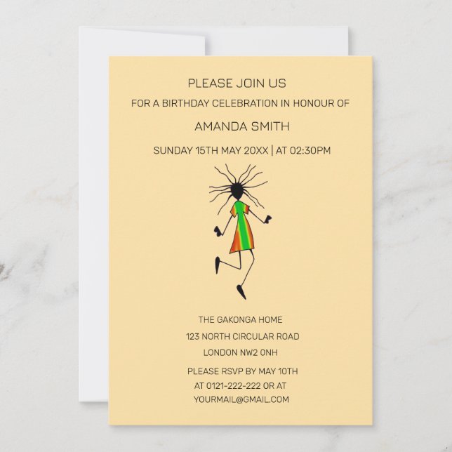 African Art Modern abstrakt Dancer Birthday Einladung (Vorderseite)