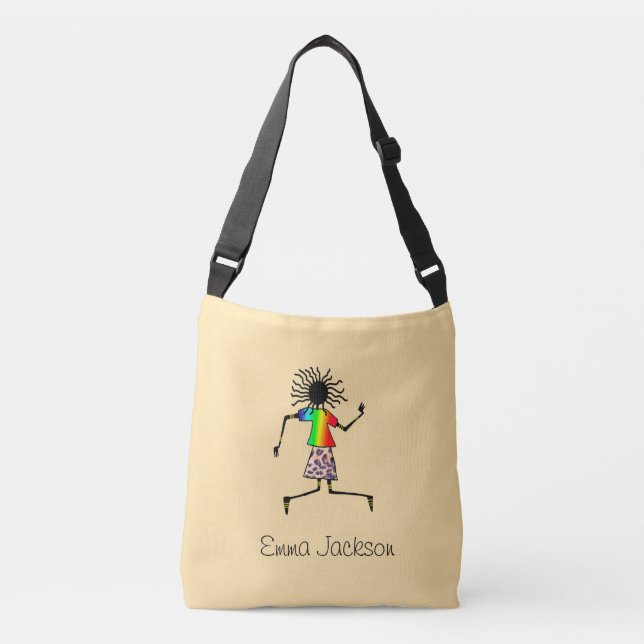 African Art, Niedlich Happy Dancer Birthday Tragetaschen Mit Langen Trägern (Vorderseite)