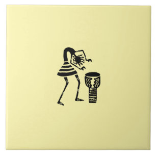 African Art Niedlich Silhouette Music Girl Fliese