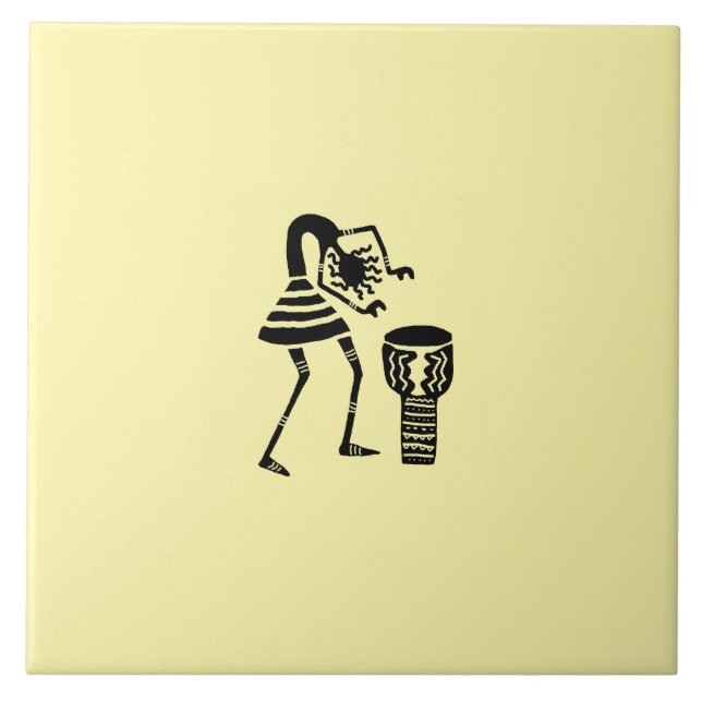 African Art Niedlich Silhouette Music Girl Fliese (Vorderseite)
